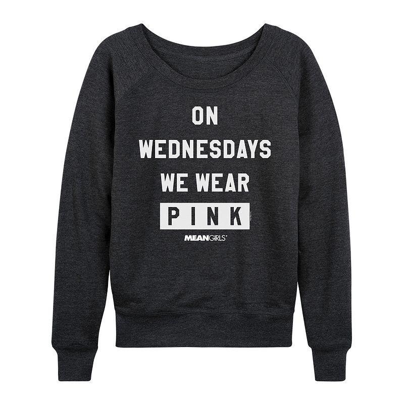 Womens Mean Girls Wear Pink Lightweight French Terry Sweatshirt Heather Grey Product Image