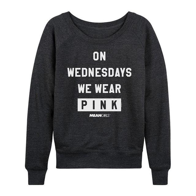 Womens Mean Girls Wear Pink Lightweight French Terry Sweatshirt Heather Grey Product Image