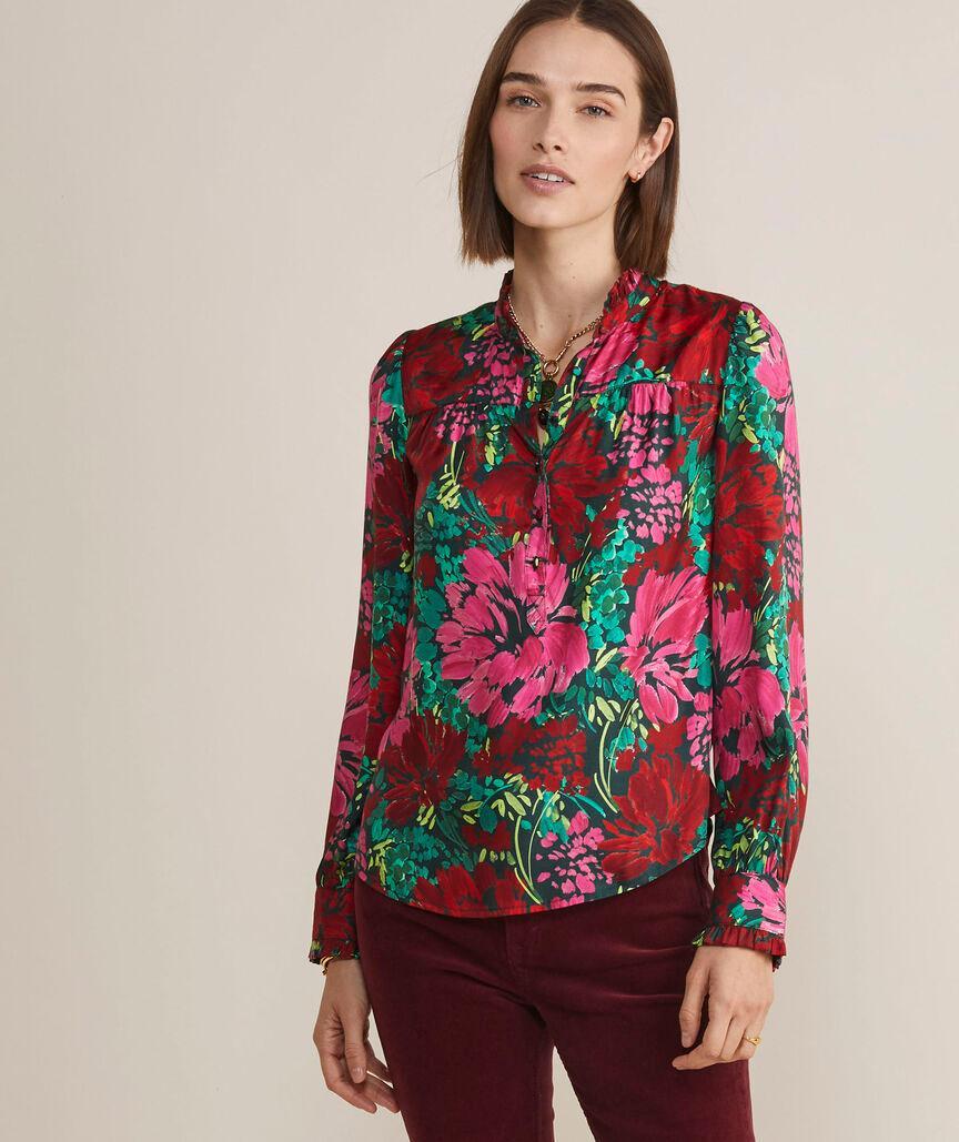 Silk Twill Ruffle Collar Popover Product Image