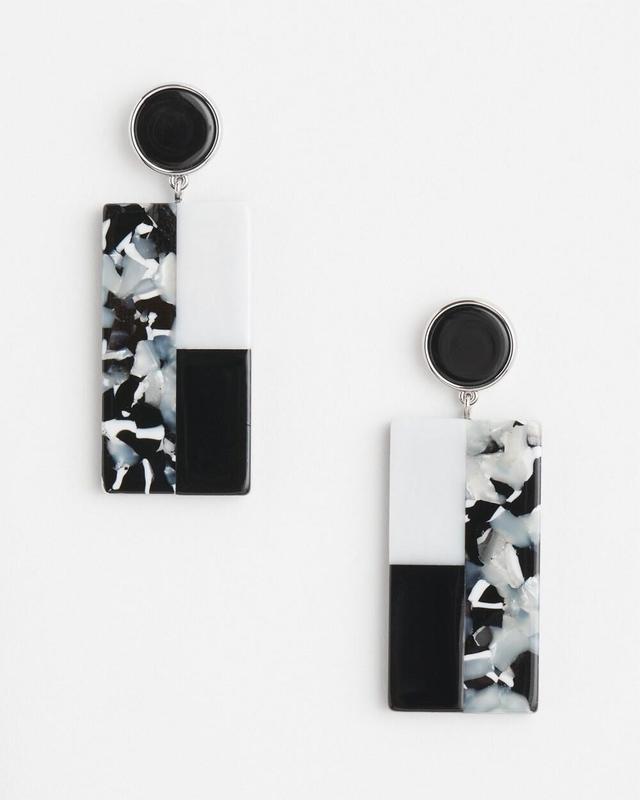 No Droop Marble Drop Earrings   Chico's - Black/White - Women Product Image