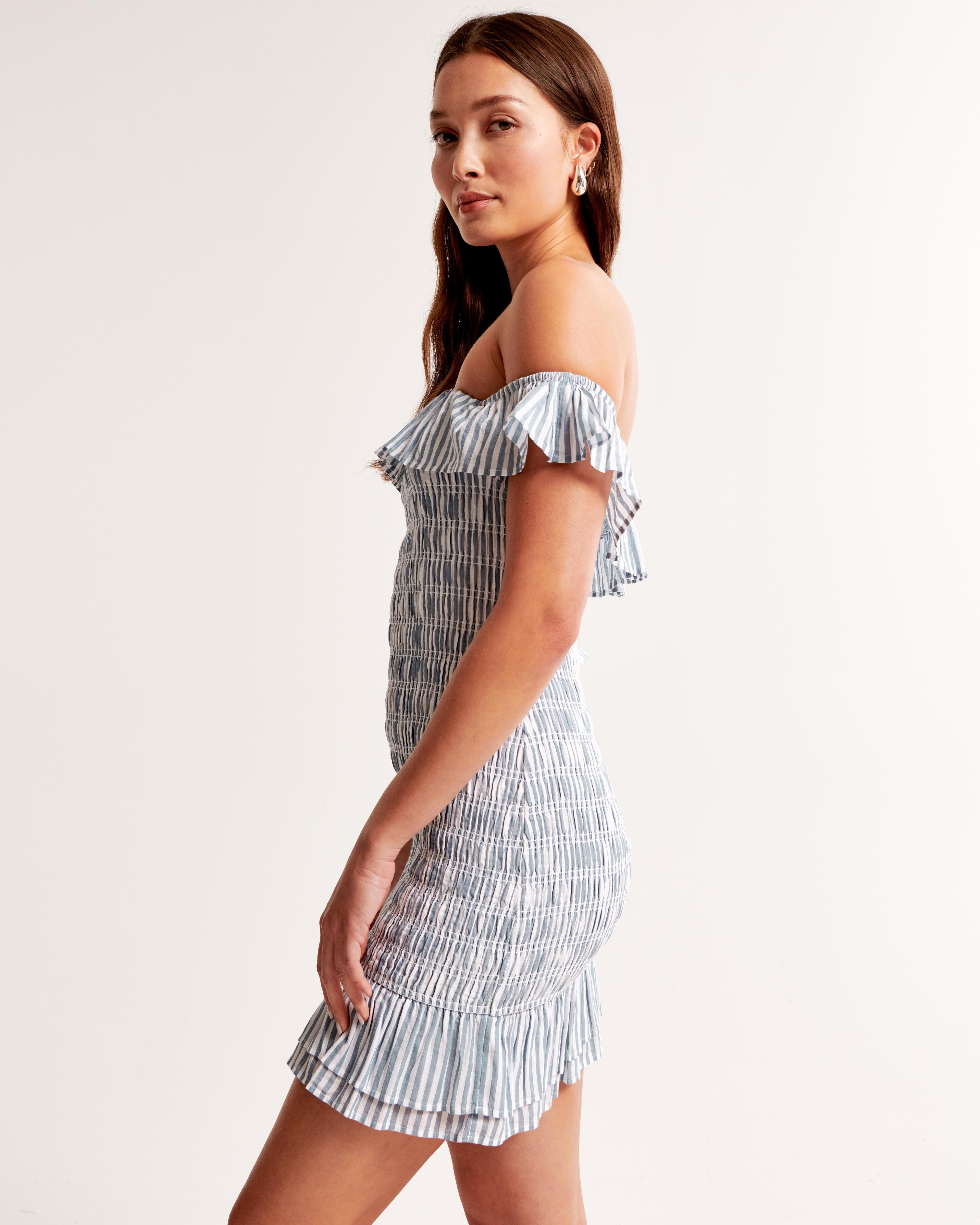 Off-The-Shoulder Smocked Mini Dress Product Image