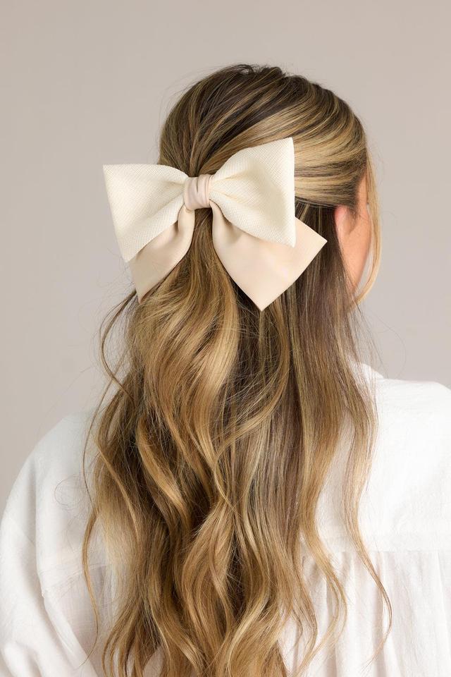 Graceful Chic Beige Bow Tie Hair Clip Product Image