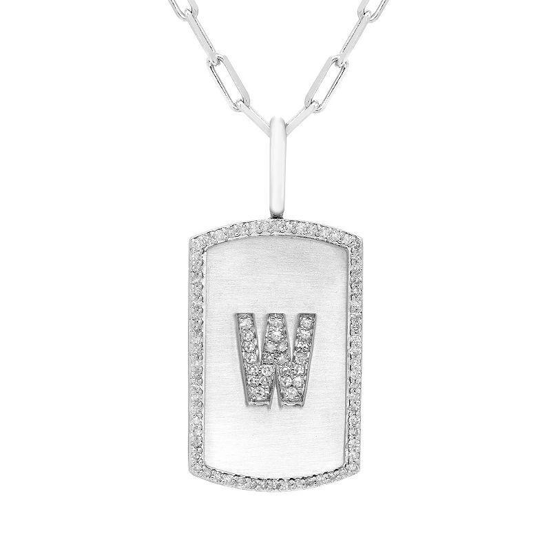 Its Personal Initial Sterling Silver & 1/4 Carat T.W. Diamond Dog Tag Necklace, Womens White Product Image