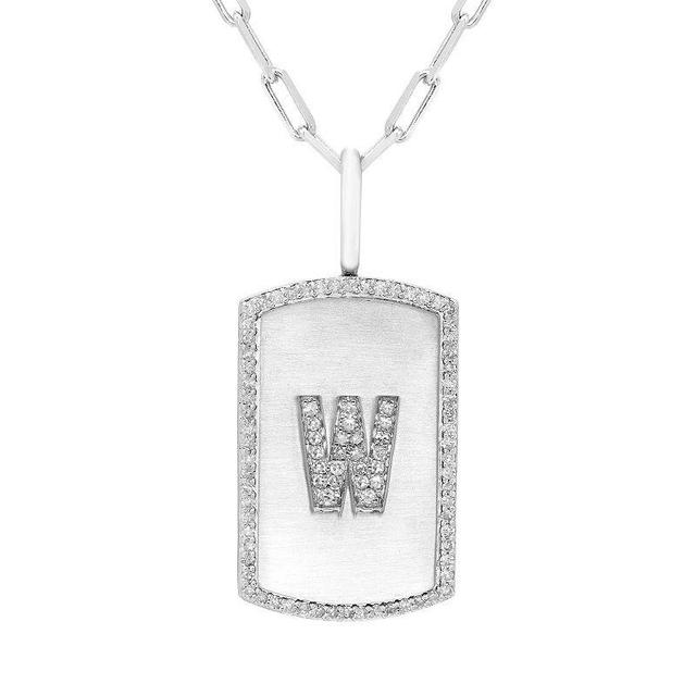 Its Personal Initial Sterling Silver & 1/4 Carat T.W. Diamond Dog Tag Necklace, Womens White Product Image