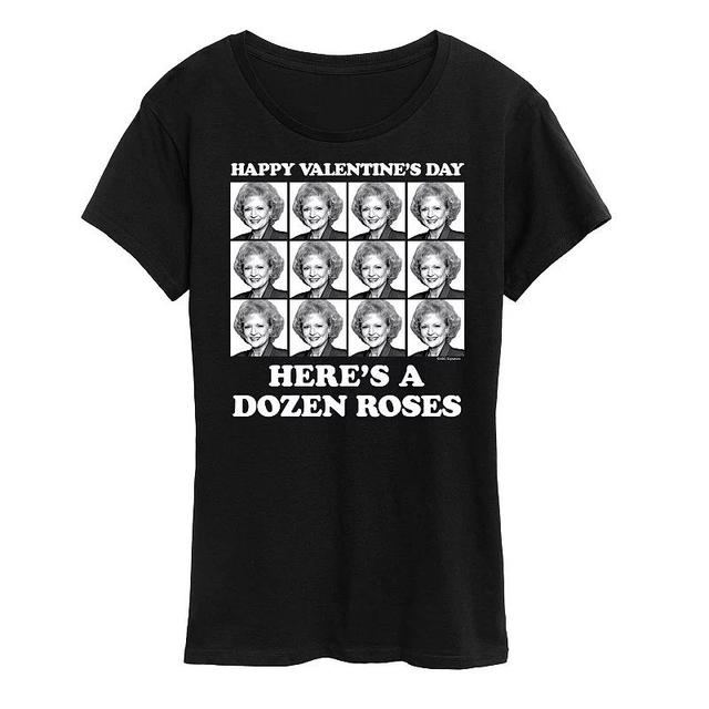 Womens Golden Girls Happy Valentines Day Roses Graphic Tee, Girls Heather Grey Product Image