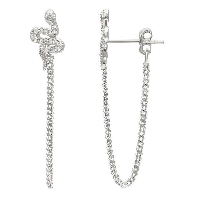 PRIMROSE Sterling Silver Cubic Zirconia Snake Chain Drop Earrings, Womens, Grey Product Image