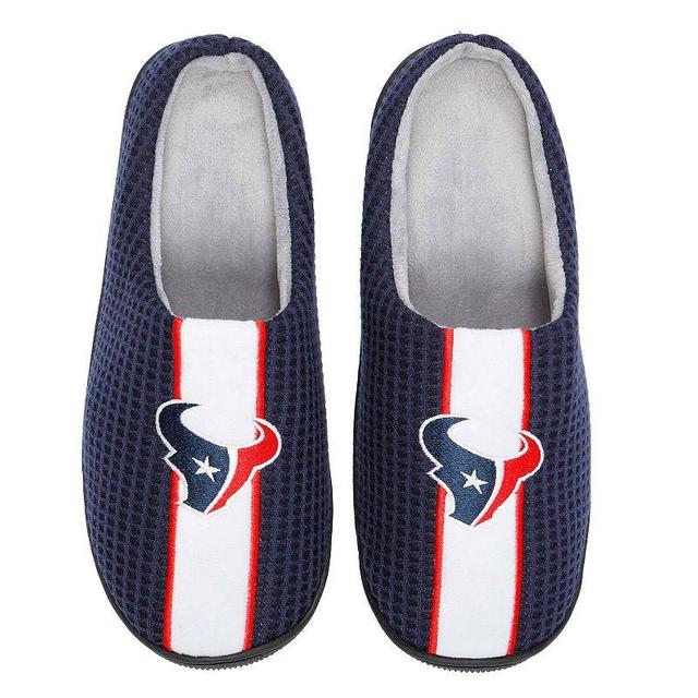 Mens FOCO Houston Texans Team Stripe Memory Foam Slide Slippers Blue Product Image