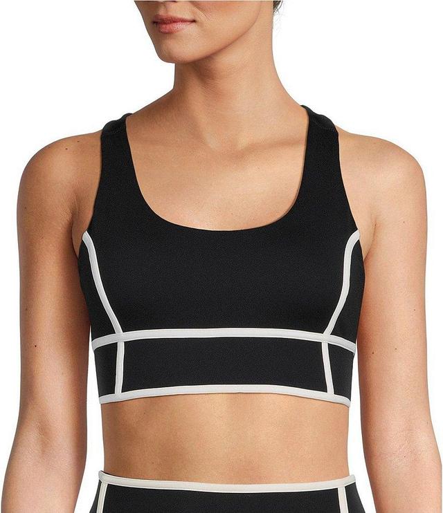 Antonio Melani Active Action Long Line Medium Impact Contrast Trim Coordinating Sports Bra Product Image