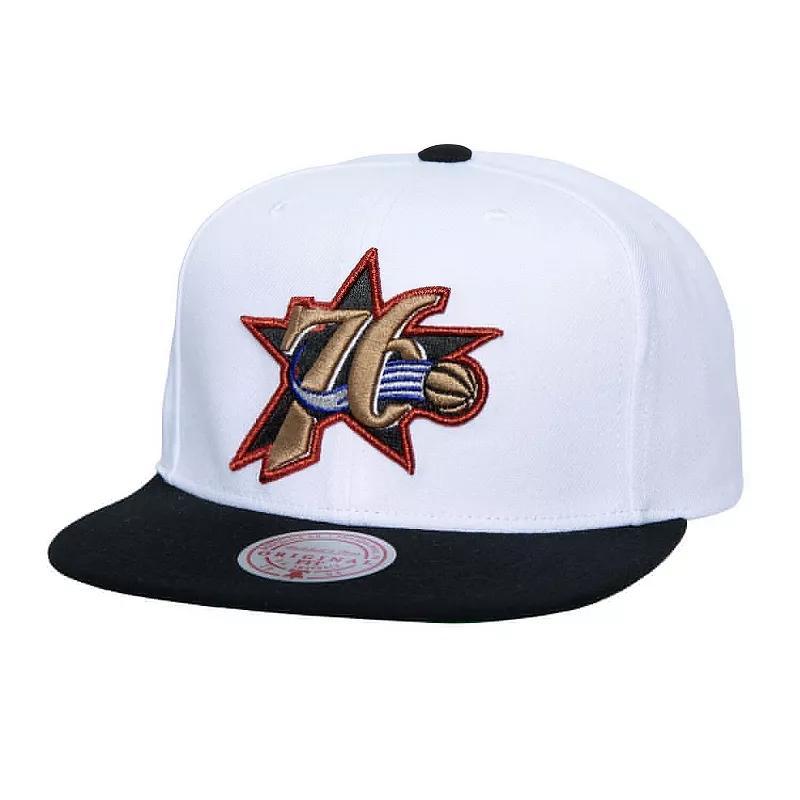 Mens Mitchell & Ness White Philadelphia 76ers Soul Logo Shine 2-Tone Snapback Hat Product Image