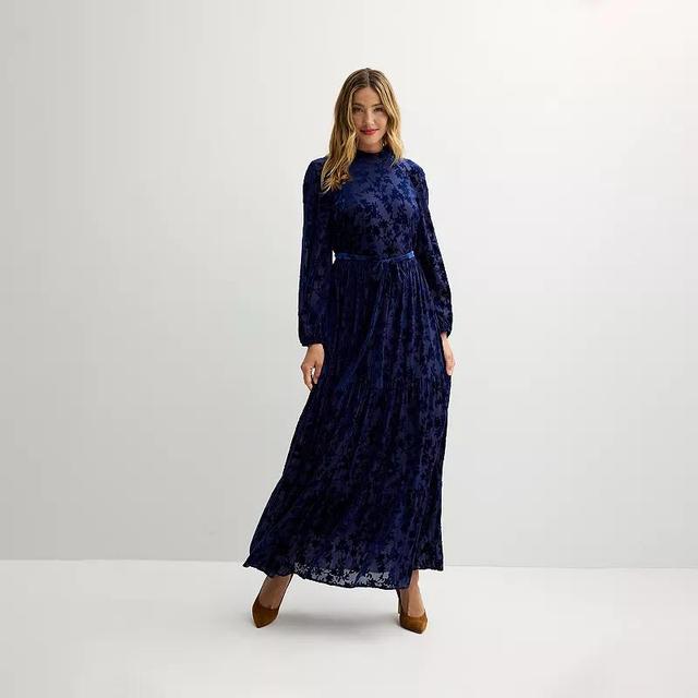 Womens Maison Tara Velvet Patterned Burnout Maxi Dress Product Image