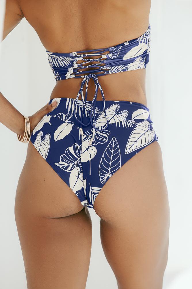 Crisscross Hourglass®  Cheeky Bikini Bottoms - Blue Palm  Product Image