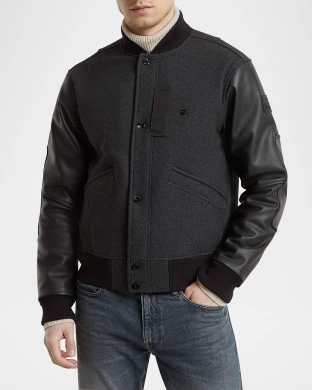 Mens Wool-Blend Varsity Bomber Jacket Product Image