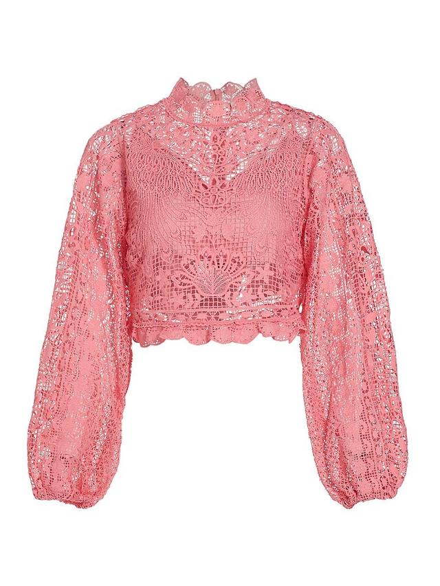 Womens Lace Crop Blouse Product Image