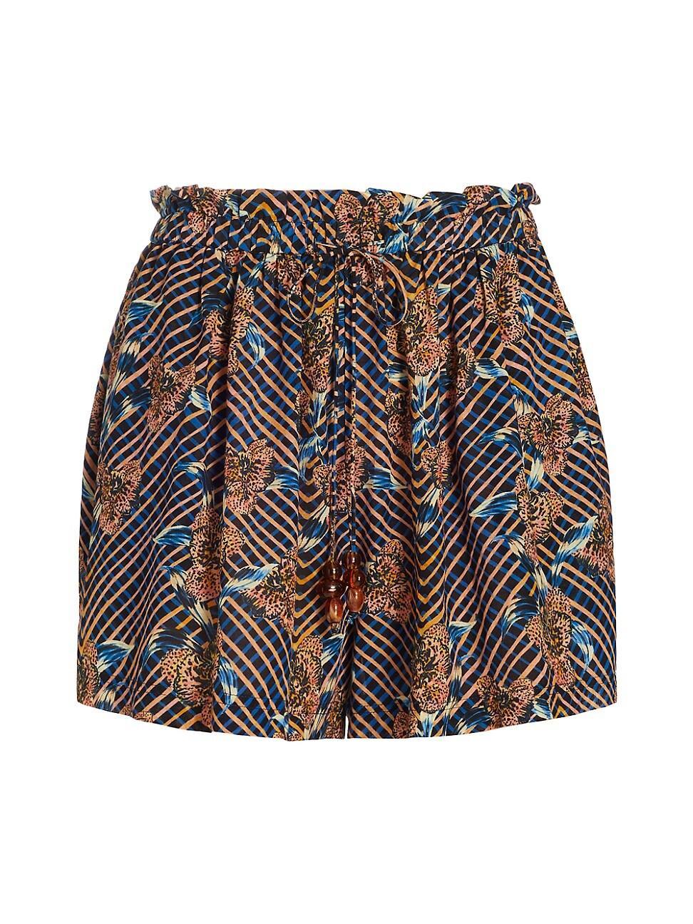 Womens Bijou Printed Cotton-Blend Cover-Up Shorts Product Image