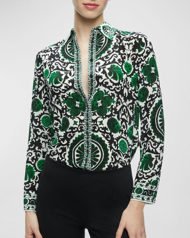 Willa Printed Silk Placket Top Product Image