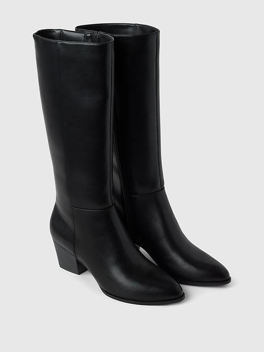 Vegan Leather Tall Heeled Boots Product Image