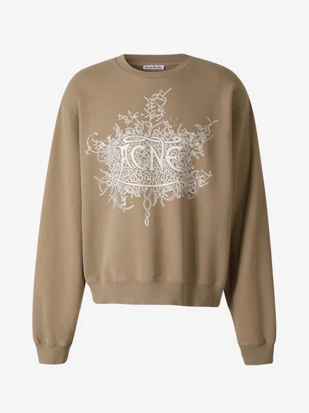 Logo Printed Crewneck Sweatshirt In Beige Product Image