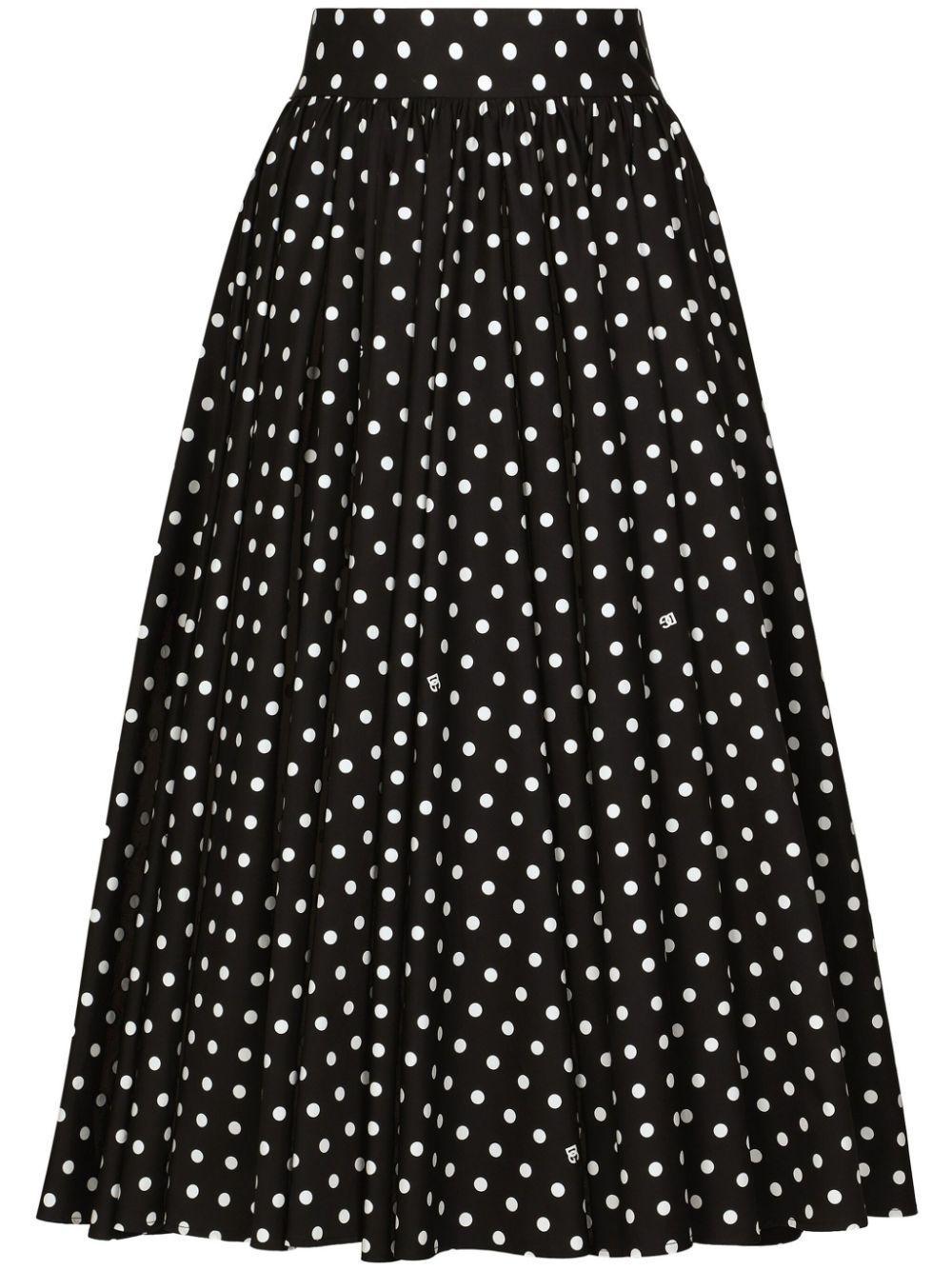 polka-dot cotton midi skirt Product Image