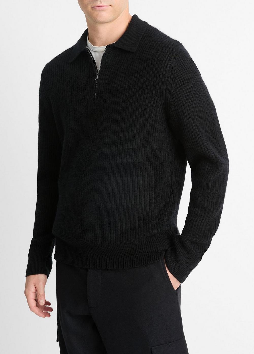 Shaker Wool-Cashmere Quarter-Zip Polo Sweater Product Image