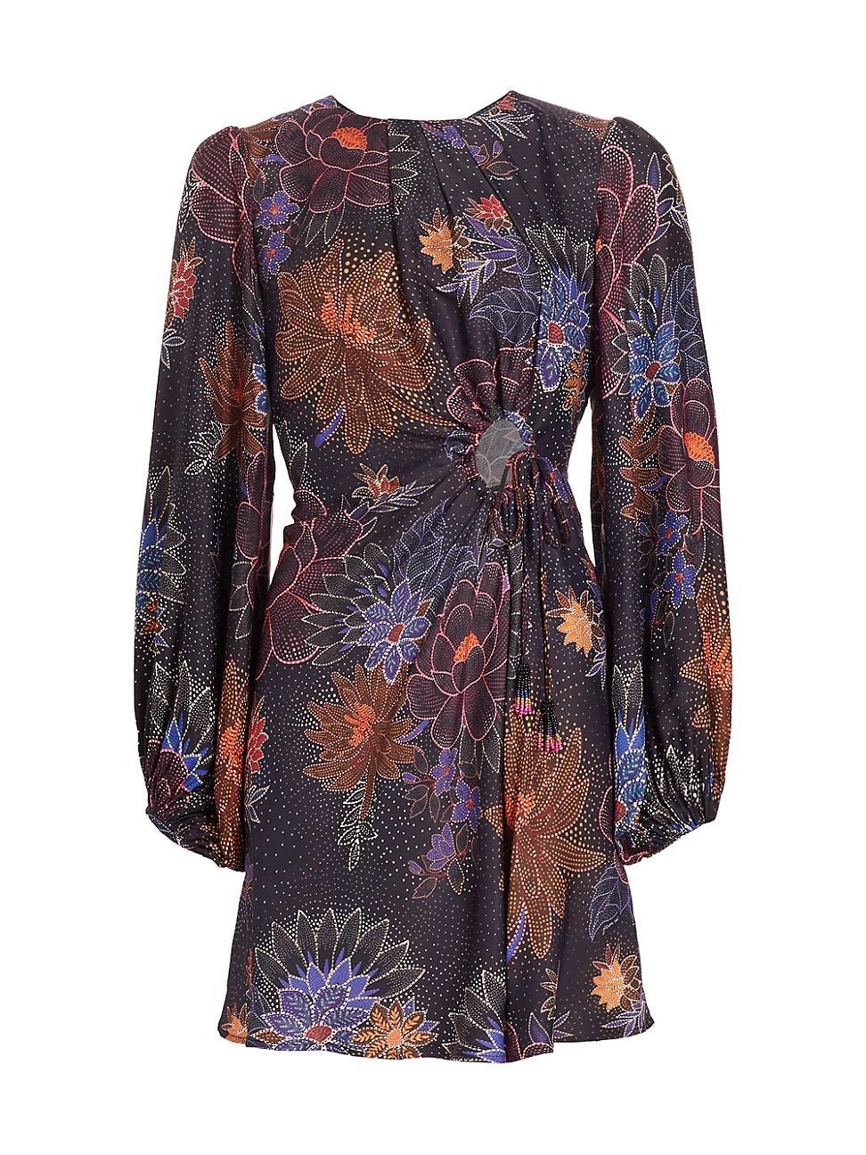 FARM Rio Sparkle Flowers Long Sleeve Minidress Product Image