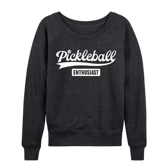 Womens Pickleball Enthusiast Lightweight French Terry Sweatshirt, Girls Grey Blue Product Image