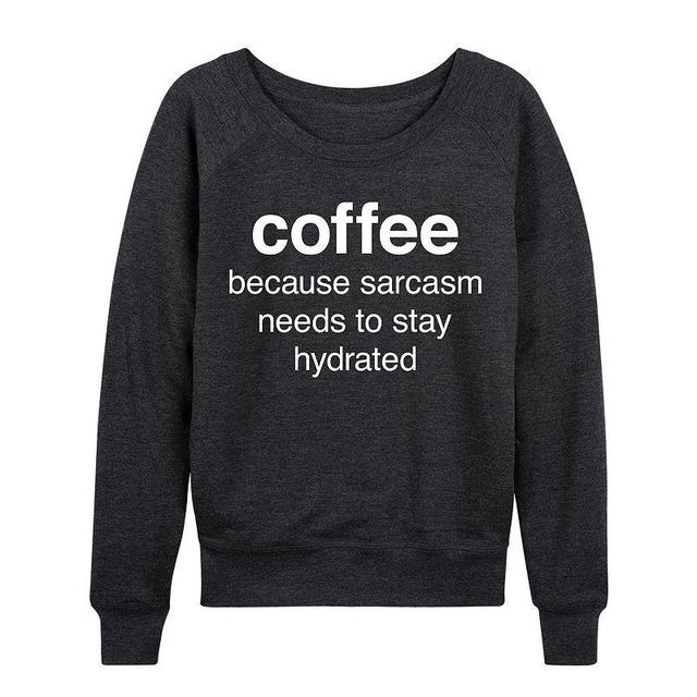 Womens Coffee Sarcasm Slouchy Graphic Sweatshirt, Girls Heather Grey Product Image