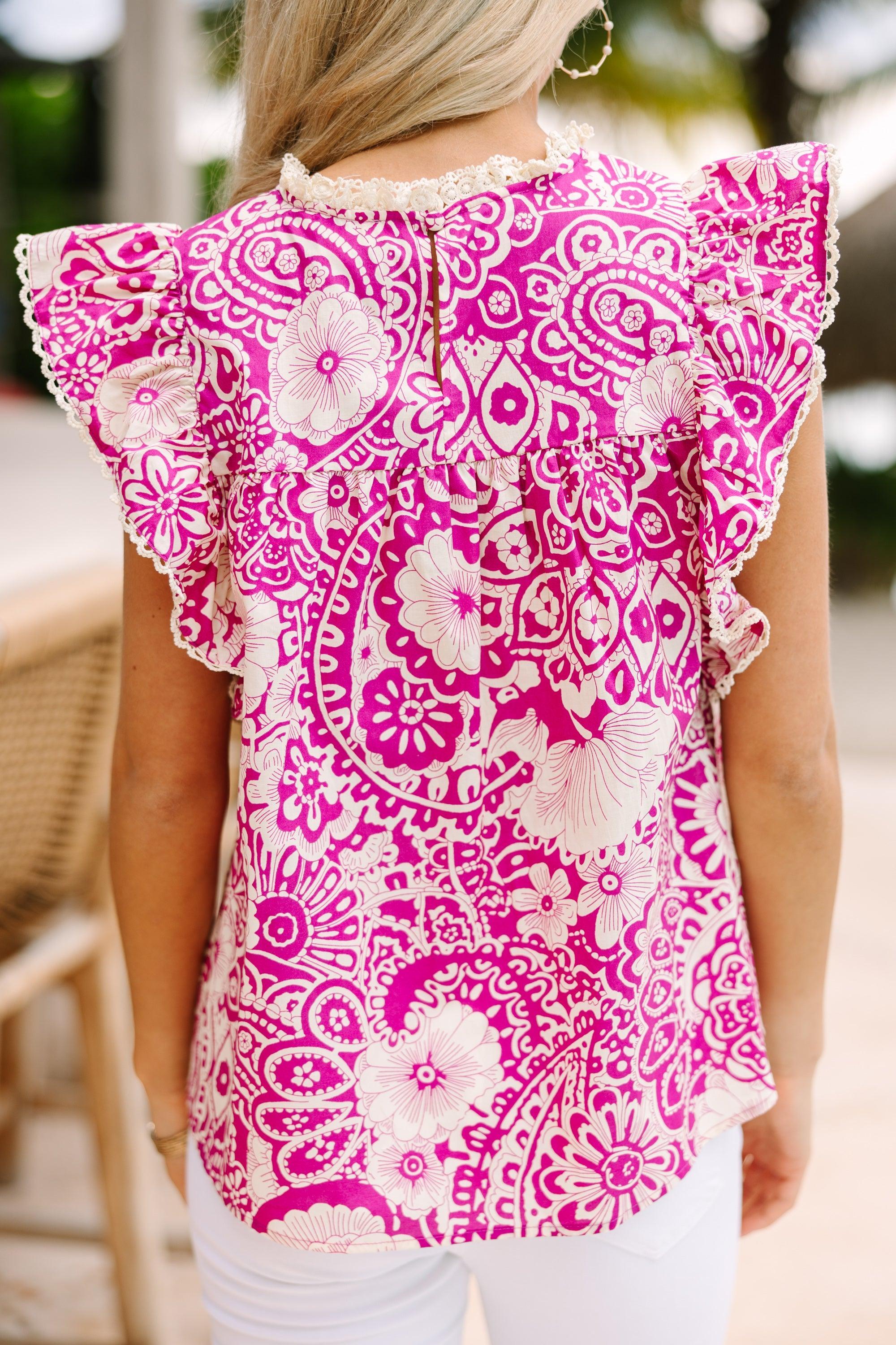 Find Your Way Magenta Pink Floral Blouse Female Product Image