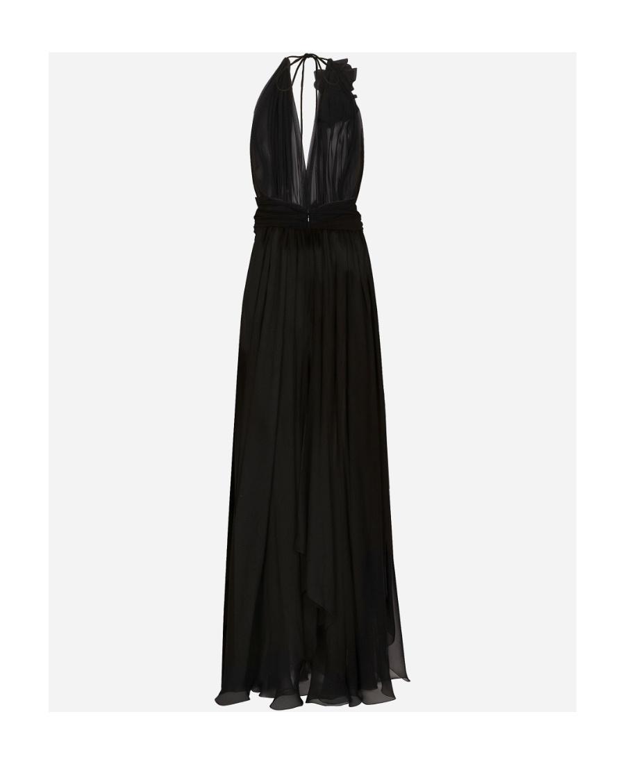 DOLCE & GABBANA Long Chiffon Dress With Boning In Black Product Image