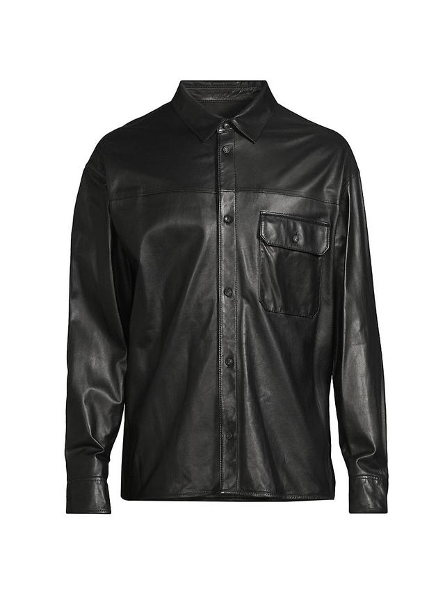 Men's Leather Shirt Jacket Product Image