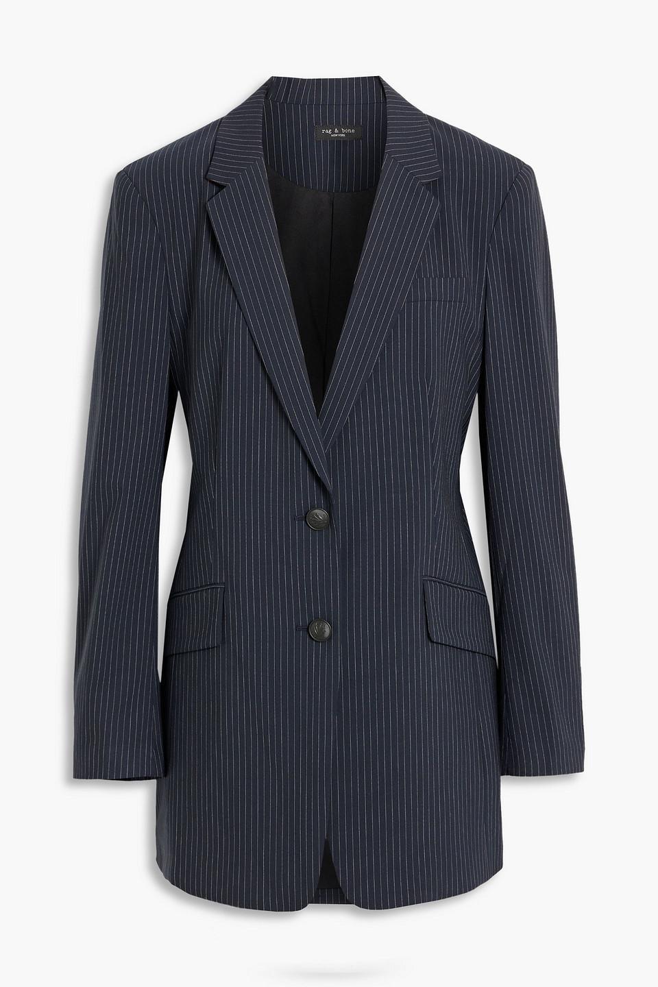 Charles Pinstriped Wool-blend Blazer In Blue Product Image