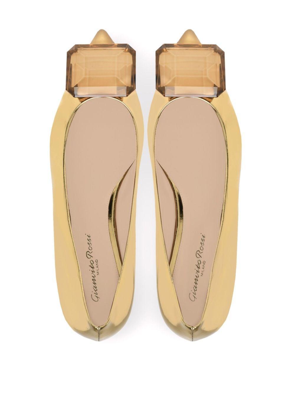 GIANVITO ROSSI Jaipur Metallic-effect Pumps In Gold Product Image