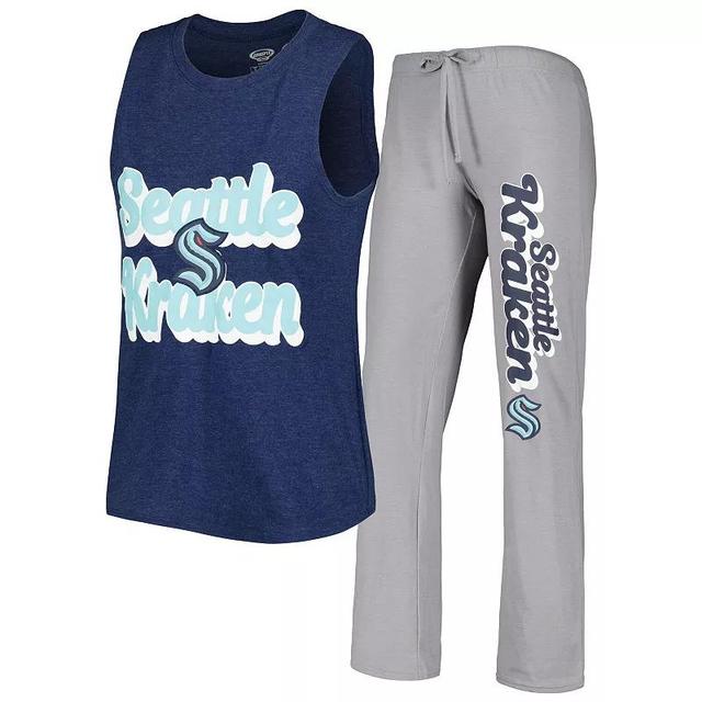 Womens Concepts Sport Deep Sea Blue/Gray Seattle Kraken Meter Muscle Tank Top & Pants Sleep Set Krk Blue Product Image