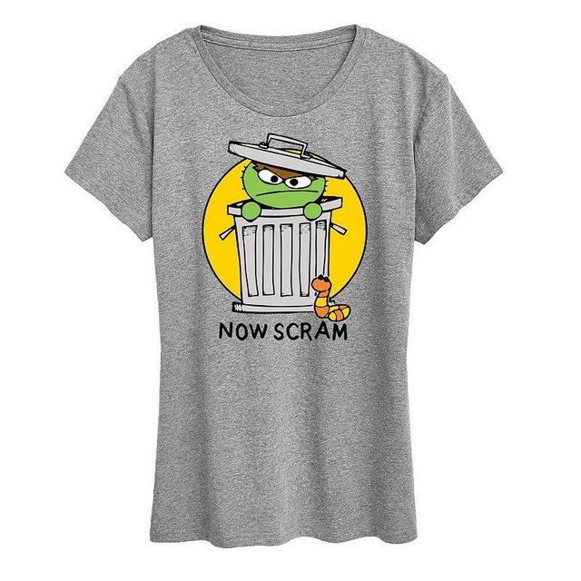 Womens Sesame Street Doodle Oscar Graphic Tee Grey Gray Product Image