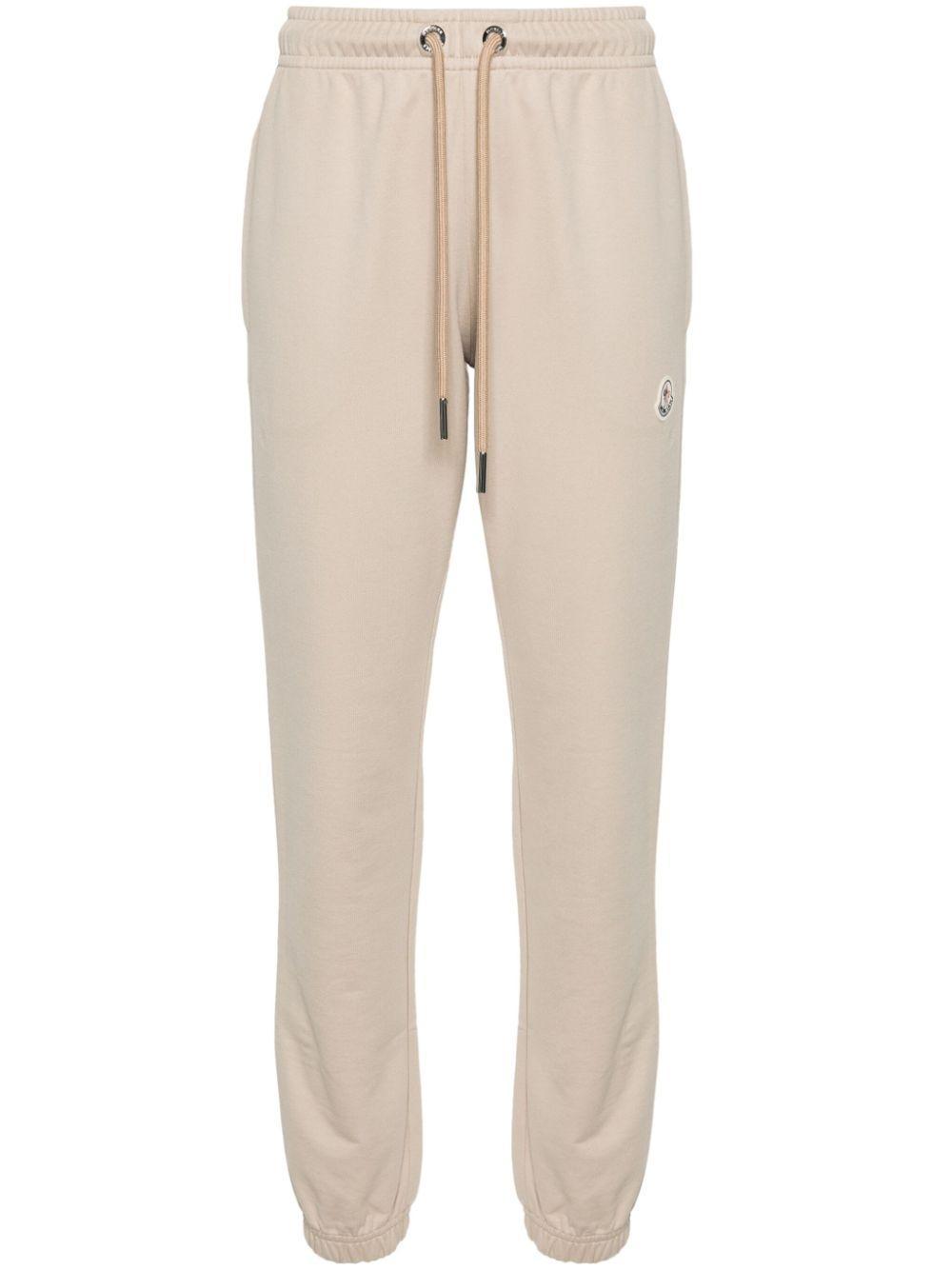 MONCLER Drawstring Cashmere-blend Track Pants In Beige Product Image