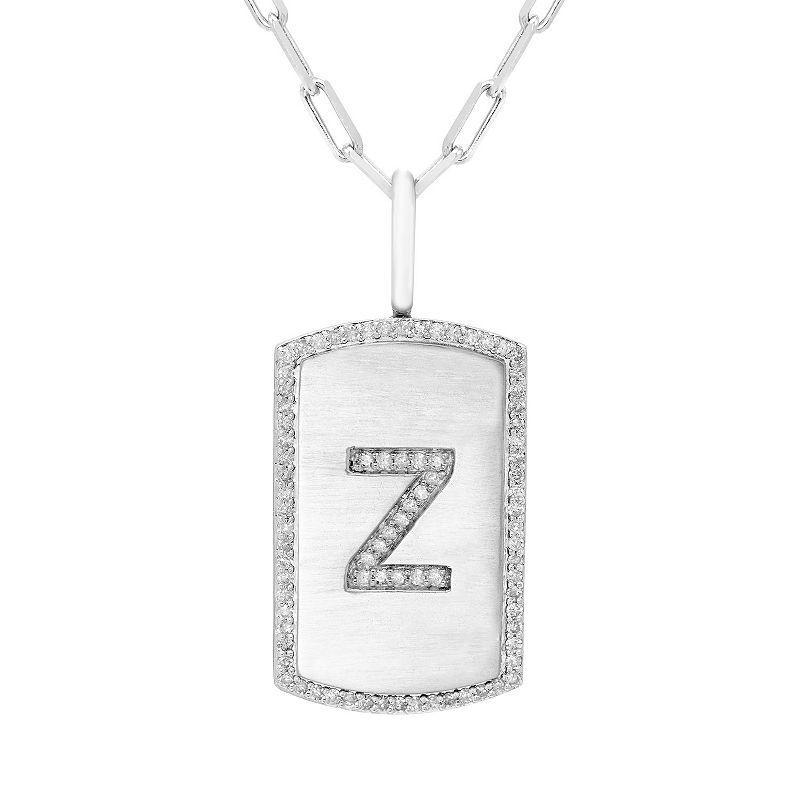 Its Personal Initial Sterling Silver & 1/4 Carat T.W. Diamond Dog Tag Necklace, Womens White Product Image