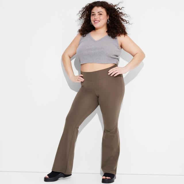 Womens High-Waisted ButterBliss Flare Leggings - Wild Fable Olive XXL Product Image