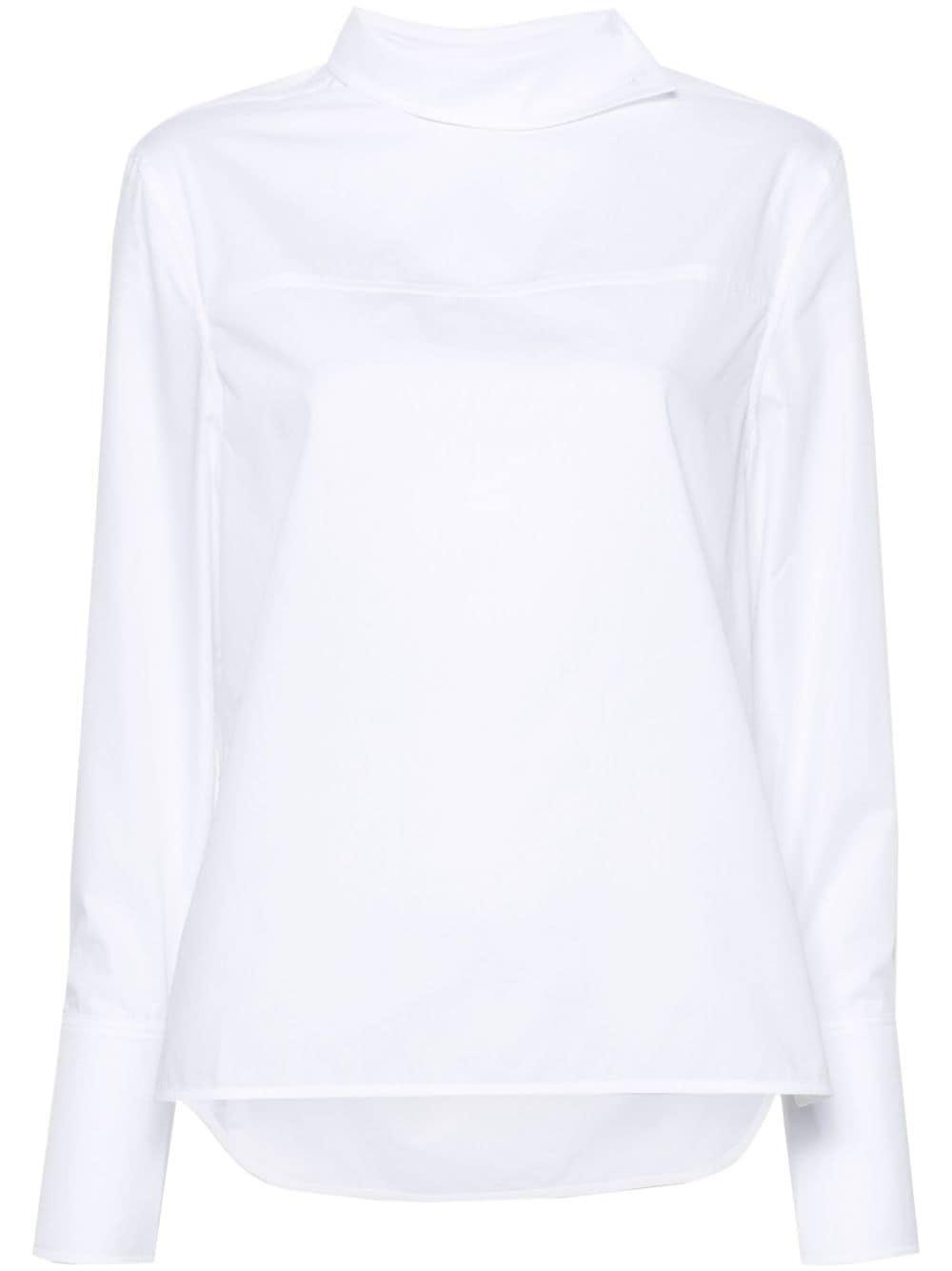 Asymmetric Poplin Blouse In White Product Image