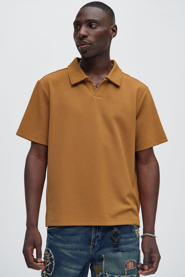 Kamryn Textured Short Sleeve Polo - LightBrown Product Image