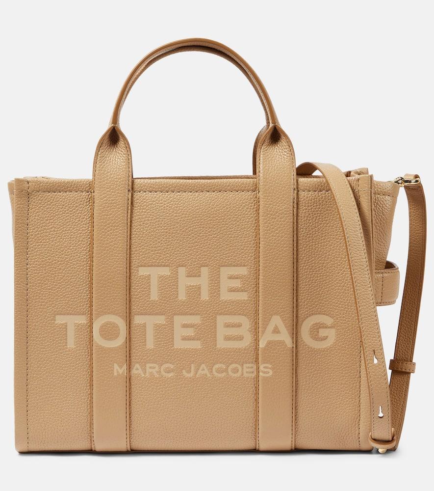 MARC JACOBS The Medium Leather Tote Bag In Beige Product Image