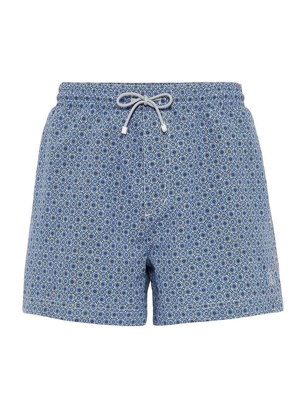 Mens Geometric Print Microfiber Swim Shorts Product Image