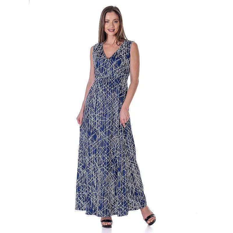 Womens 24Seven Comfort Apparel V Neck Tie Back Empire Waist Sleeveless Maxi Dress Product Image