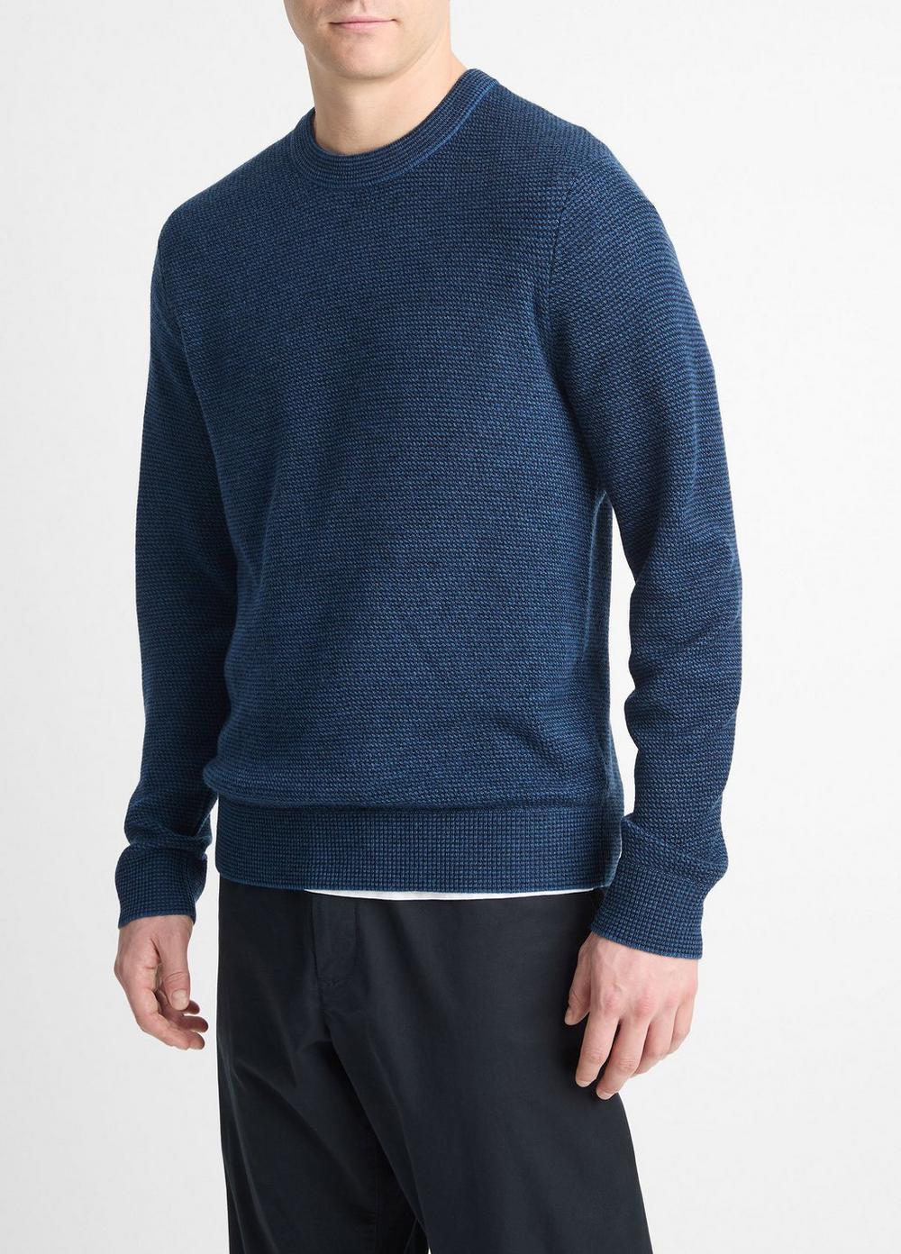 Mens Two-tone Merino Wool Mesh Sweater, Shaded Teal/coastal Blue, Size L Vince Product Image