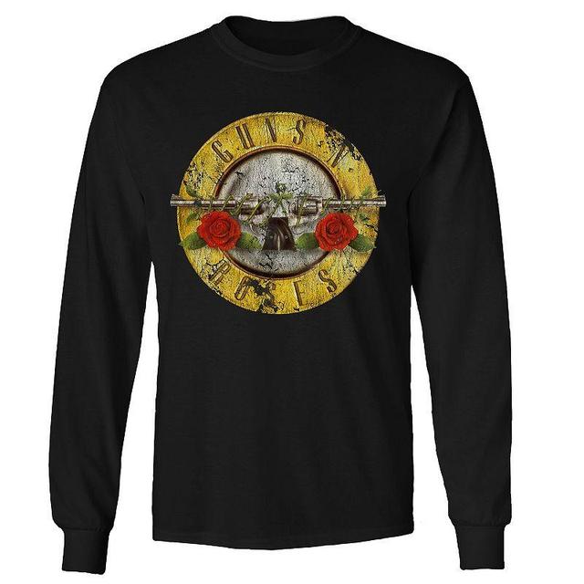 Mens Guns n Roses Bullet Distress Long Sleeve Tee Black Product Image