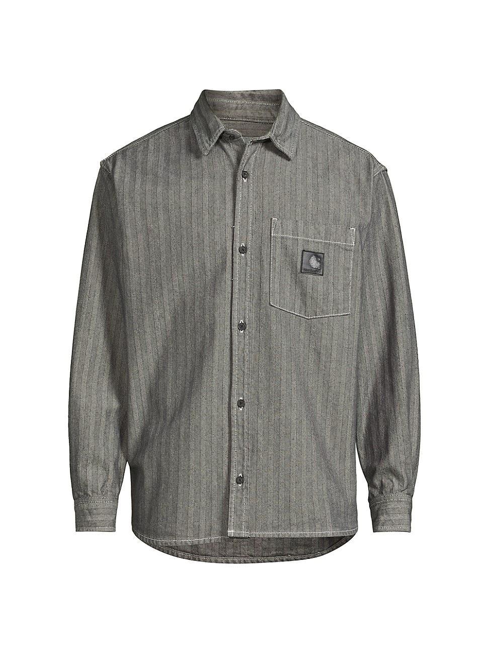 Mens Menard Striped Cotton Button-Front Shirt Product Image