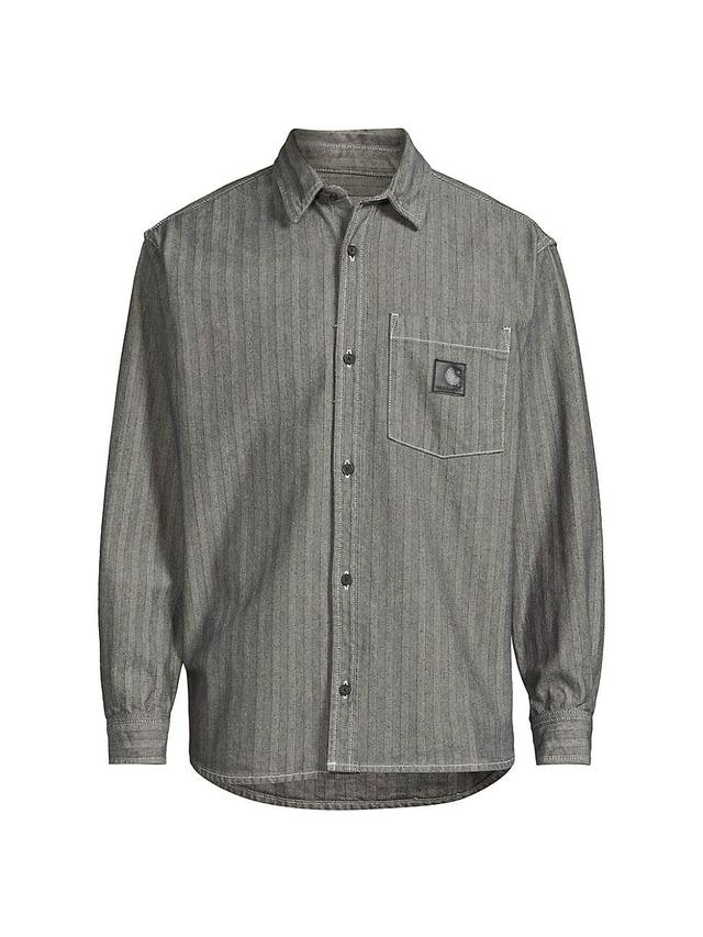 Mens Menard Striped Cotton Button-Front Shirt Product Image