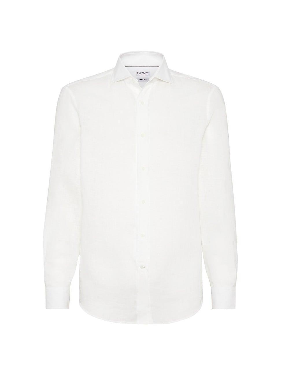 Mens Linen Easy Fit Shirt With Spread Collar Product Image