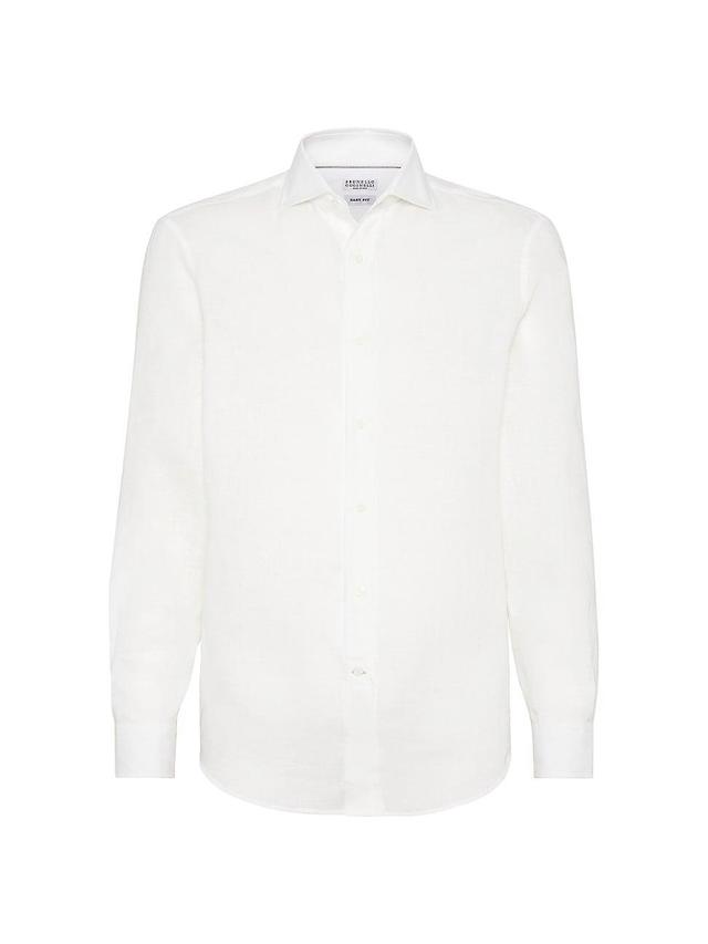 Mens Linen Easy Fit Shirt With Spread Collar Product Image