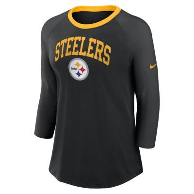 Nike Womens Black Pittsburgh Steelers Raglan 3/4 Sleeve T-Shirt Product Image