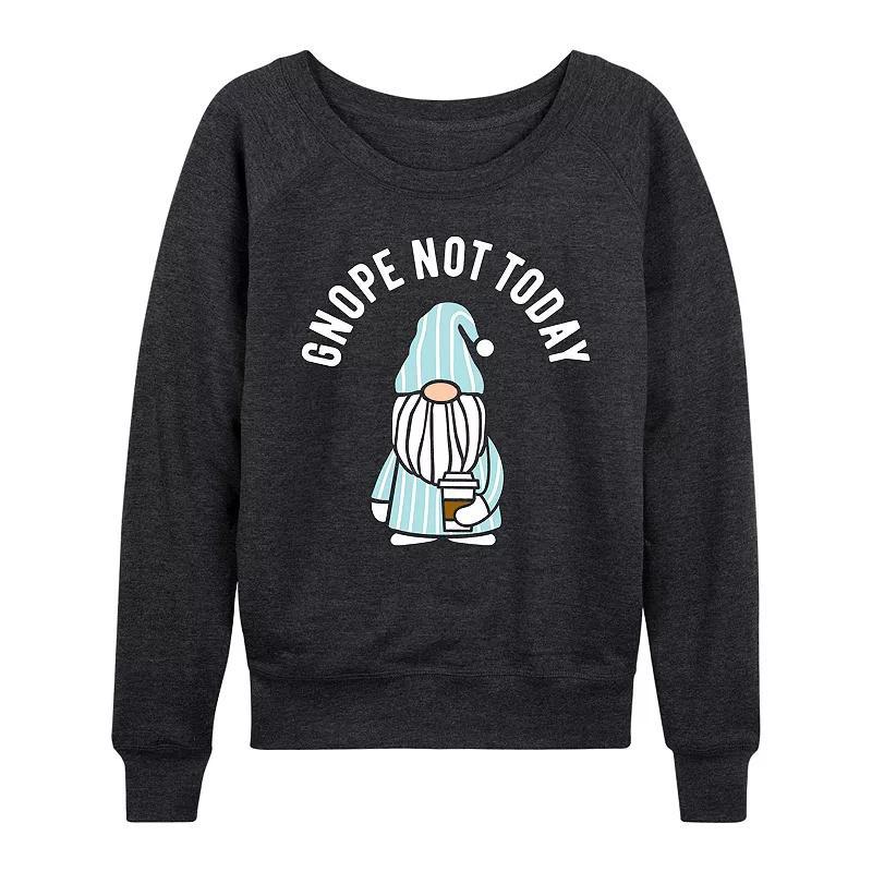 Womens Gnope Not Today Sleepy Gnome Slouchy Graphic Sweatshirt Heather Grey Product Image