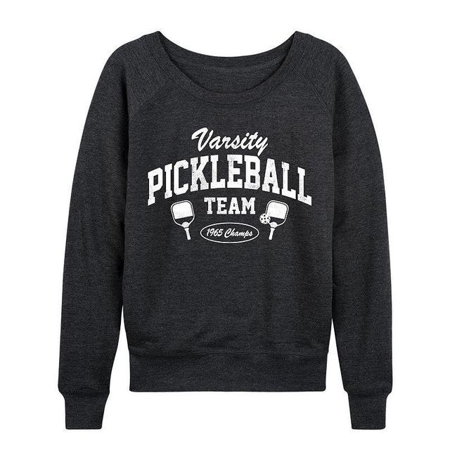 Womens Varsity Pickleball Lightweight French Terry Sweatshirt, Girls Grey Gray Product Image